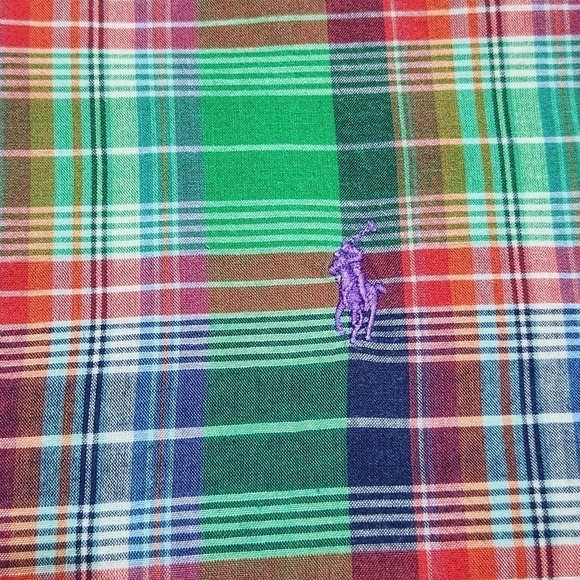 RALPH Lauren Green Plaid Casual Button Down Shirt - Picture 5 of 7